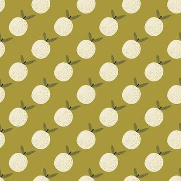 Decorative seamless pattern with light mandarin silhouettes print. Green oliv Stock Illustration