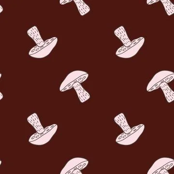 Decorative seamless pattern with light pink Leccinum scabrum mushroom ornamen Stock Illustration