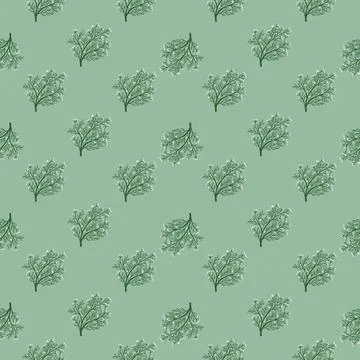 Decorative seamless pattern with little hand drawn shrub shapes print. Pale b Stock Illustration