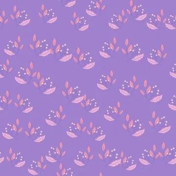 Decorative seamless pattern with little random berry elements print. Purple p Illustrazione stock