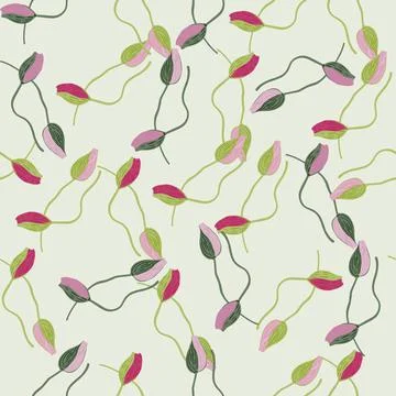 Decorative seamless pattern with little random abstract poppy bud flowers sha 스톡 일러스트