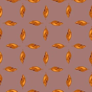 Decorative seamless pattern with orange colored autumn foliage leaf print. Da 스톡 일러스트