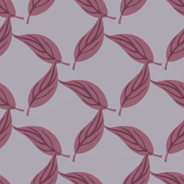 Decorative seamless pattern with pale purple leaf silhouettes. Light backgrou Stock Illustration