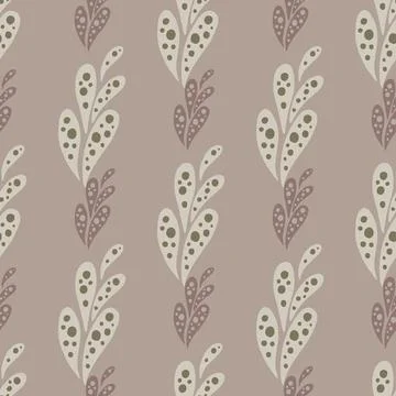 Decorative seamless pattern in pale tones with abstract nature ornament print Stock Illustration