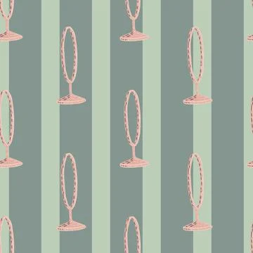 Decorative seamless pattern with pink colored circus ring ornament. Grey stri 스톡 일러스트