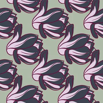 Decorative seamless pattern with purple creative magnolia flowers elements. P Stock Illustration