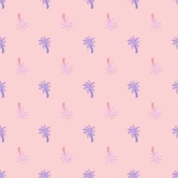 Decorative seamless pattern with purple pastel palm tree sute silhouettes. Li Stock Illustration