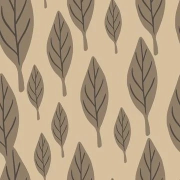 Decorative seamless pattern with random abstract leaf elements. Foliage autum Illustrazione stock