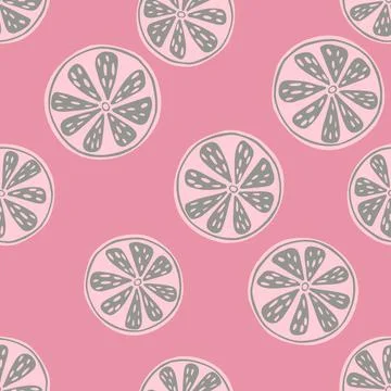 Decorative seamless pattern with random decorative orange slices elements. Pi Stock Illustration