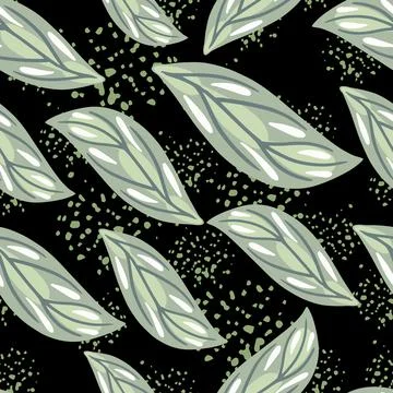 Decorative seamless pattern with random grey abstract leaf shapes ornament. D Illustrazione stock