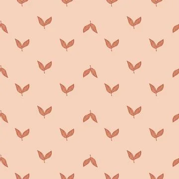 Decorative seamless pattern with small abstract leaf elements. Pink pastel ba Stock Illustration