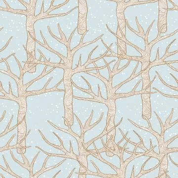 Decorative seamless pattern with trees. Vector illustration Illustrazione stock