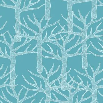 Decorative seamless pattern with trees. Vector illustration Illustrazione stock
