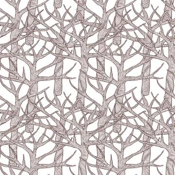 Decorative seamless pattern with trees. Vector illustration Illustrazione stock
