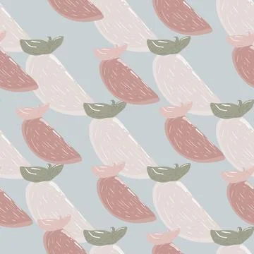 Decorative seamless pattern with vitamin persimmons slice pale shapes. Light  Stock Illustration