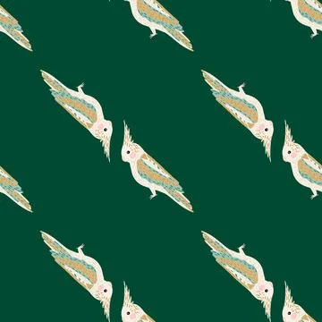 Decorative seamless pattern with zoo exotic brid ornament. Cockatoo parrot pr Stock Illustration