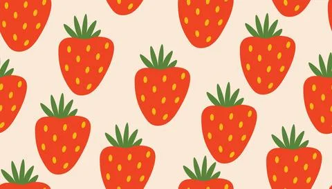 Decorative seamless repeat with red strawberries. Stock Illustration