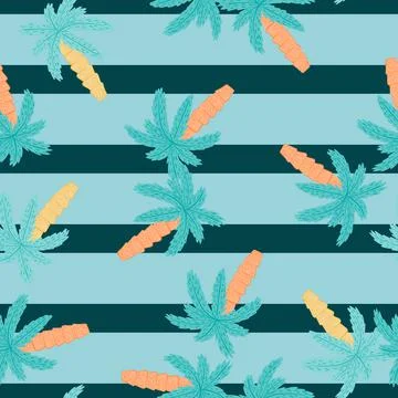 Decorative seamless summer hawaii pattern with bright palm tree random print. 스톡 일러스트