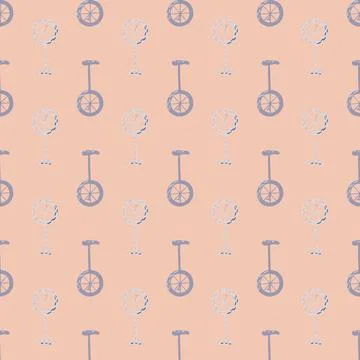 Decorative seamless transport pattern with blue colored bicycle elements prin イラスト素材