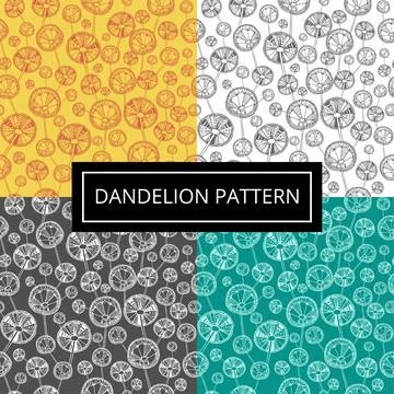 Decorative Seamless vector pattern with dandelions on color background Ilustración de archivo
