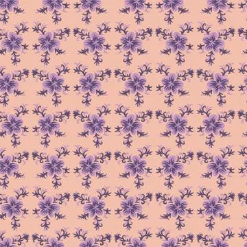 Decorative seamless vector pattern with purple and pink floral ornaent Stock Illustration