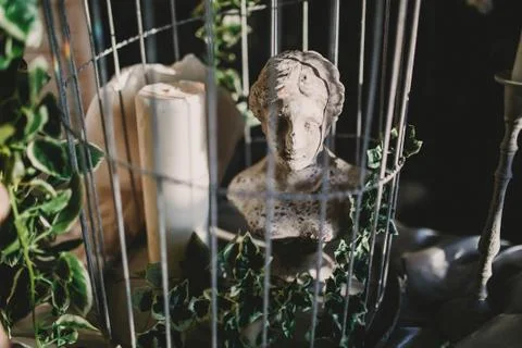Decorative set in a bird cage	 Stock Photos