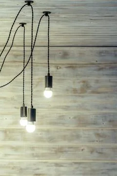 Decorative set of Edison light bulbs in retro style. Vintage and antique styl Stock Photos
