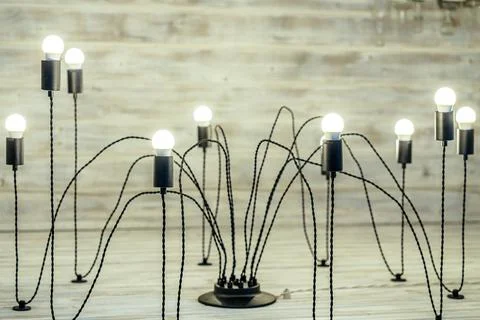 Decorative set of Edison light bulbs in retro style. Vintage and antique styl Stock Photos