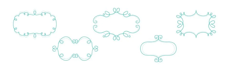 Decorative Shaped Frames with Swirling Line Vector Set Stock Illustration