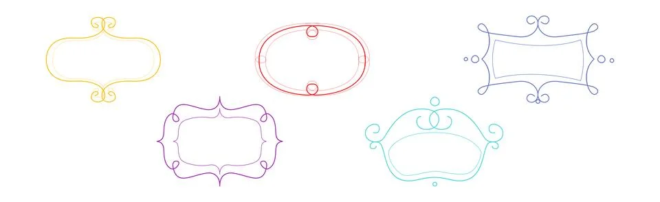 Decorative Shaped Frames with Swirling Line Vector Set Stock Illustration