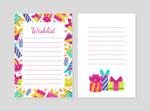 Decorative sheets for notes, wishlist cartoon vector illustration Illustrazione stock