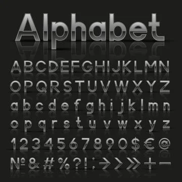 Decorative silver alphabet Stock Illustration