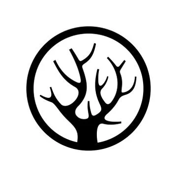 Decorative Simple Tree Logo in the Circle. Vector 库存插图