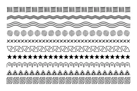 Decorative Sketchy hand drawn Vector Border Collection. Abstract seamless l.. 스톡 일러스트