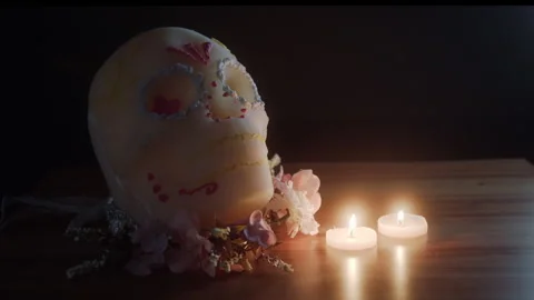 Decorative skull inspired by Day of the Dead, Stock Footage 331162289