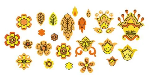 Decorative Slavic flowers design elements vector set Illustrazione stock
