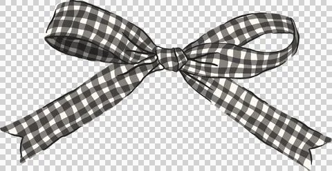 Decorative Small Black Gingham Ribbon Bow Illustration Stock Illustration