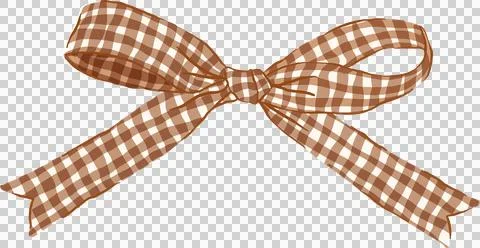Decorative Small Brown Gingham Ribbon Bow Illustration Stock Illustration