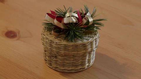 Decorative small Christmas wicker basket Stock Footage 295921840