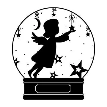 Decorative snow globe with an angel, vector isolated illustration Stock Illustration