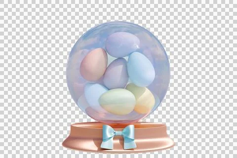 Decorative snow globe with pastel Easter eggs inside Stock Illustration