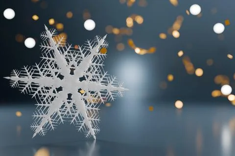 A decorative snowflake against a blurred background Illustrazione stock