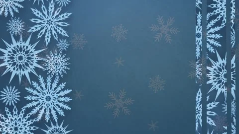 Decorative Snowflake Border Frame on Blue Background Stock-Footage 335830701