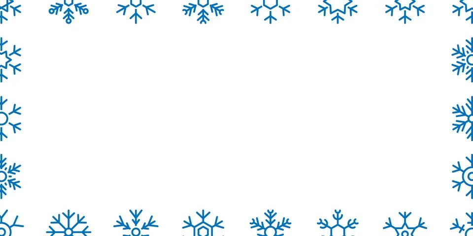 Decorative snowflake frame border. Minimal winter vector template for festive Illustrazione stock