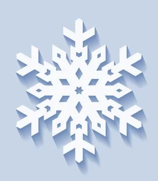 Decorative snowflake with shadow in flat style. Vector geometric pattern in l 스톡 일러스트