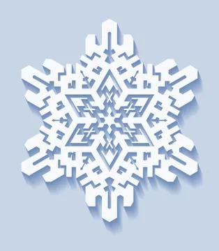 Decorative snowflake with shadow in flat style. Vector geometric pattern in l Stock Illustration