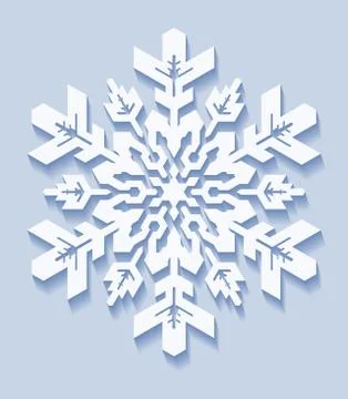 Decorative snowflake with shadow in flat style. Vector geometric pattern in l Stock Illustration