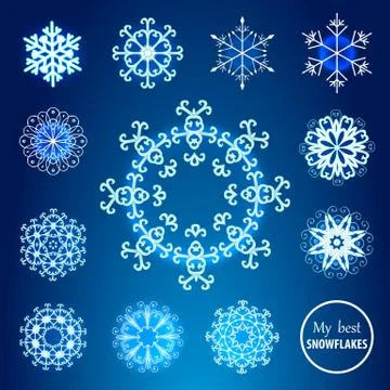 Decorative snowflakes set. Stock Illustration