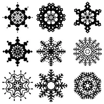Decorative Snowflakes Set Stock Illustration