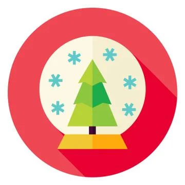 Decorative Snowglobe with Christmas Tree Circle Icon Stock Illustration